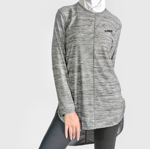 Servicios OEM, Camisetas de Manga Larga con Cuello Redondo de Alta Calidad, Ropa Deportiva Informal para Mujer, Camisetas Modestas para Mujer, Camisetas Largas - Product Image 1