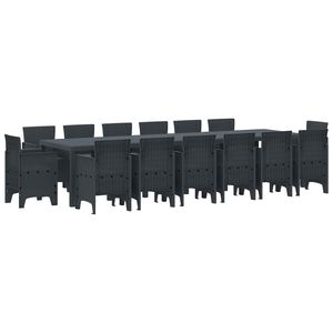 Set da Pranzo da Giardino in Rattan Sintetico Antracite, Collezione 15 Pezzi - Product Image 1