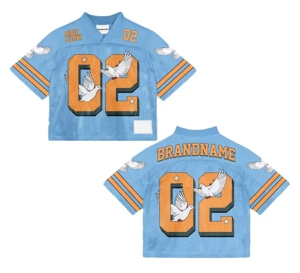 Maillots de football américain en maille 100 % polyester de qualité supérieure, vente en gros, faible MOQ, impression par sublimation, col en V, coupe ample, pour hommes - Product Image 3