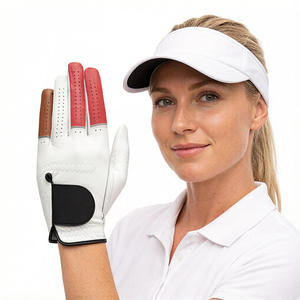 White Leather Golf Glove Full Finger Sheepskin Golf Grip Glove Breathable Non Slip Hook Loop for Outdoor Sports - Product Image 3