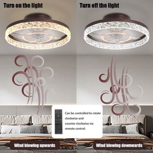 Ventilatore da soffitto a LED a basso profilo con luce, telecomando, dimmerabile, 6 velocità e timer, pale reversibili, marrone, 20 pollici - Product Image 6