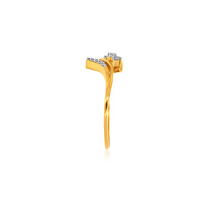 Anillo de Oro Radiante con Detalle de Hoja con Incrustaciones de Diamantes — Piedra Central Redonda de 0.35 Ct, Elegante Diseño Botánico, Opción de Venta al Por Mayor - Product Image 4