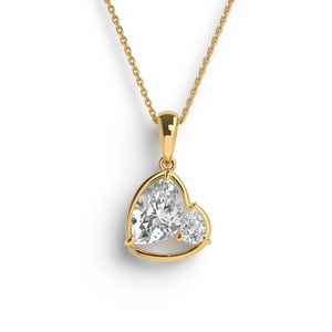 Collar con Colgante de Doble Piedra de Diamante Cultivado en Laboratorio en Oro Sólido de 14K, Collares con Colgantes Finos, Joyería de Oro Real para Mujer - Product Image 5