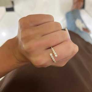 Wholesale 18k Solid Gold Lab Grown Diamond Crossover Statement <b>Ring</b> Round Diamond <b>Open</b> Gap <b>Ring</b> Dainty Everyday Jewelry Factory - Product Image 5