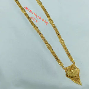 Conjunto de Collar Largo Estilo Templo del Sur de la India Chapado en Oro de 18K, Joyería Tradicional para Novias, Compromisos y Fiestas, con Aretes - Product Image 1