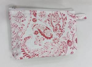 Organize Your <b>Makeup</b> Essentials Style This Compact Red Paisley Tassel Fabric Water-resistant Eco-friendly Cosmetic <b>case</b> - Product Image 5