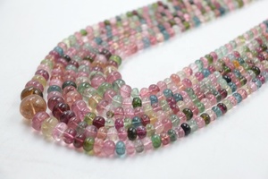 Collier de perles de tourmaline naturelle multicolore 4-8 mm, 16-18 pouces, perles rondes lisses, pierres précieuses, style statement - Product Image 5