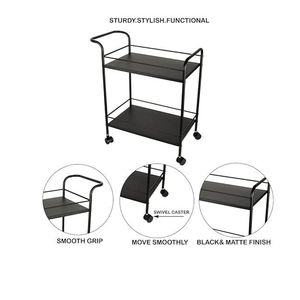 Premium Metal Serving Trolley with Wheels | Kitchen <b>Bar</b> Cart <b>Utility</b> Storage Trolley for Dining & Living Room - Product Image 1