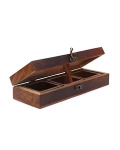 Handmade Wooden Spice Masala <b>Box</b> with 3 Compartments Kitchen Masala Storage Container Organizer - Product Image 2