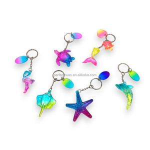 Llavero de recuerdo de estrella de mar de colores llamativos que brilla en la oscuridad, artículos de tienda de regalos - Product Image 5