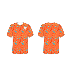 Camiseta de Hombre con Estampado de Puntos Naranjas, Manga Corta, Cuello Redondo, Corte Regular Informal, 100% Poliéster Tejido Transpirable - Product Image 1