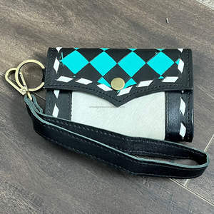 Porte-monnaie en cuir de vachette travaillé à la main, motif à carreaux, style western, pour femmes, porte-monnaie et porte-clés, 2026 - Product Image 5