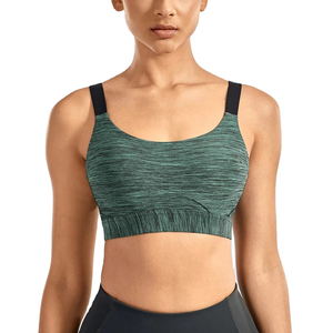 Soutien-gorge de sport sans couture ODM pour femme, noir avec imprimé contrastant, soutien-gorge d'entraînement à maintien élevé, vêtements de fitness, vente en gros d'usine - Product Image 1