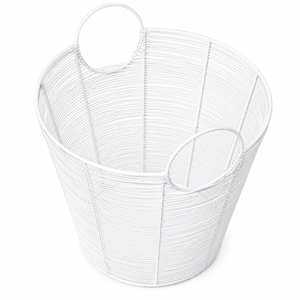 Premium Metal Wire Laundry <b>Basket</b> White Mesh Storage <b>Hamper</b> High Quality Iron Household Organizer <b>For</b> Hotels And Apartments - Product Image 1