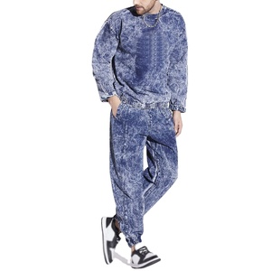 Nouveau Vintage lavé en détresse lavage à l'acide empilé Flare survêtements survêtement pantalon de survêtement survêtement unisexe survêtement 2 pièces ensembles - Product Image 5