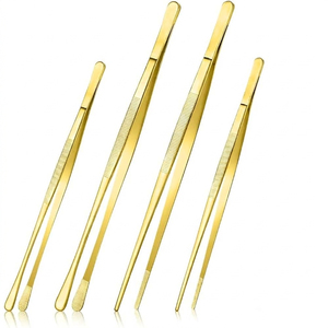 Juego de pinzas de cocina de acero inoxidable, 4 piezas, antideslizantes, herramientas de cocina profesionales para emplatar y preparar alimentos - Product Image 5