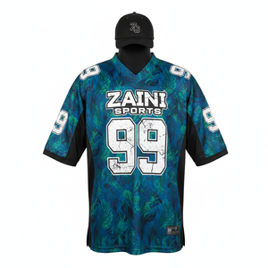 Camiseta 100% algodón para hombre, corte holgado, estampada, camiseta de fútbol para hombre, poliéster entrelazado, sublimación, panel negro, logotipo personalizado - Product Image 1