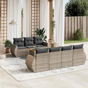 Ensemble de canapés de jardin en rotin, mobilier d'extérieur avec coussins, design contemporain gris foncé - Product Image 1