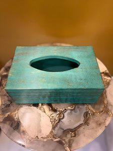 Vintage Handmade Wooden Tissue Box & Napkin Holder Rustic Green Decorative Novelty for Home and Hotel Use - Product Image 2