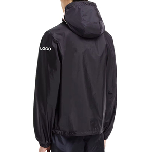 Veste imperméable à capuche pour homme, noire, avec fermeture éclair et poches, coupe classique, pour toutes les saisons, vêtements d'extérieur - Product Image 2