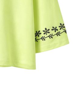 Camiseta Corta Verde Lima para Mujer, Estampado Floral, Manga Corta, Informal, Mezcla de Algodón Suave, Top de Verano para Mujer, Venta al Por Mayor - Product Image 5