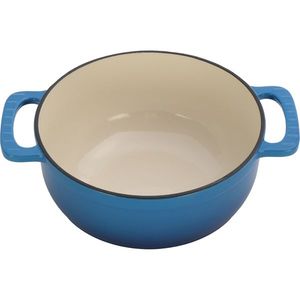 Ensemble de casseroles en fonte émaillée bleu dégradé 7,5 QT avec deux gants en silicone, pour soupes et bouillons - Product Image 3