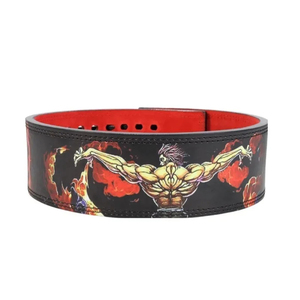 Adjustable Cowhide Weightlifting <b>Belt</b> Lever Buckle Non-Slip 15 lb Load Capacity <b>Red</b> Anime Design for Power Training Adult Use - Product Image 3
