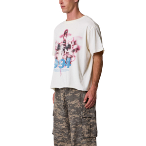 T-shirt Homme Col Rond Manches Courtes Oversize Imprimé Crâne Graphique Épaules Tombantes Streetwear Vente en Gros Personnalisé OEM Coton - Product Image 4