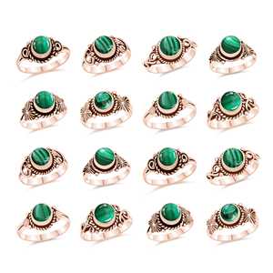 Bague en malachite naturelle ajustable, pierre précieuse authentique, bague en cristal de malachite réglable - Product Image 3