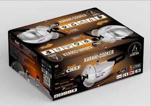 CHEF Best <b>5</b>-Liter Aluminum <b>Pressure</b> <b>Cooker</b> Karahi 3-in-1 New Modern Design Gas Cookware for Home Cooking - Product Image 6