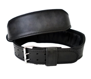 Ceinture de musculation en cuir véritable noir avec boucle à ardillon argentée, durable, moulée en une seule pièce, style décontracté - Product Image 1