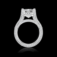 Cincin Tunangan Wanita Berlian Potongan Brilian Buatan Laboratorium Aurum Diam Warna E Bersertifikat EGL Model Mewah Berlapis Perak 925 AURG-144