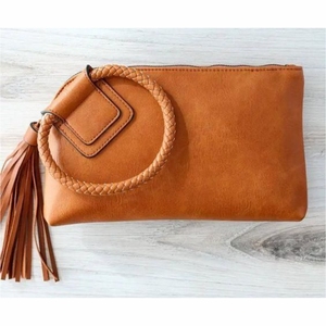 Luxury Vegan Leather Women Clutch <b>Bag</b> Designer Tassel Wristlet Handbag <b>Large</b> Capacity Evening Party Purse Fashion Lady Pouch - Product Image 1