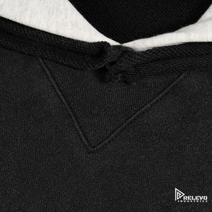 Sweat à capuche unisexe OEM bicolore patchwork – Coupe oversize, anti-rétrécissement, streetwear vierge, MOQ 2 pièces, en tissu polaire fabriqué au Pakistan - Product Image 3