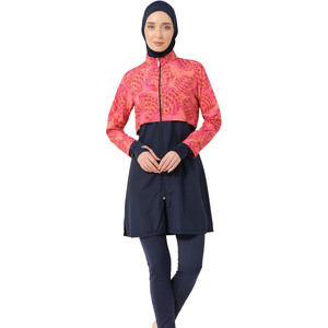 Burkini Modest <b>Islamic</b> Swimwear Muslim Conservative Women's High Cut <b>Print</b> Long Sleeve 2-Piece Set Quick Dry Breathable - Product Image 2