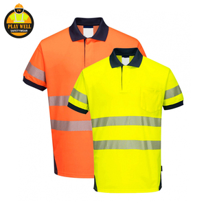 Camisetas Polo de Manga Corta de Alta Visibilidad Reflectantes, Camisetas de Trabajo Amarillas para Hombre, Camisetas Reflectantes para Trabajo de Construcción - Product Image 4