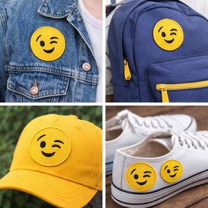 Parche Bordado Termoadhesivo de Cara Sonriente con Ojo Parpadeante, Lindo Aplique para Chaquetas, Bolsos y Manualidades DIY - Product Image 5