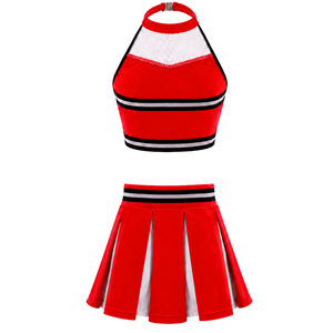 <b>Red</b> Cheerleading Uniform Set Pleated Skirt <b>Crop</b> <b>Top</b> Team Performance Outfit Custom Athletic Dance Competition Apparel Sportswear - Product Image 2