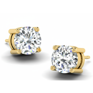 Pendientes de Diamantes Redondos de Corte Brillante en Oro Amarillo para Mujer, Color G, Naturales, Certificados por GIA, Joyería Clásica de Compromiso - Product Image 1