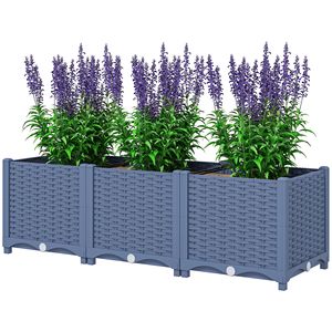 Fioriera Rialzata Classica Blu 4 x 1 x 1 piedi in Plastica per Esterni con Fori di Drenaggio per Verdure ed Erbe Aromatiche, Finitura Ruggine - Product Image 1