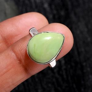 Anillo de Plata de Ley 925 con Gema de Crisoprasa Limón, Corte Pera, Plateado, para Boda, Compromiso, Fiesta y Aniversario - Product Image 3