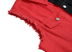 Gilet en jean vintage déchiré pour homme SBEA IMPEX, coupe ajustée, sans manches, col montant, séchage rapide, anti-UV, en coton, broderie en tissu éponge - Product Image 3