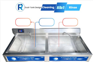 Lave-vaisselle automatique à ultrasons à deux bacs RAMA RB-1800S, acier inoxydable 316L, idéal pour les services de restauration commerciaux - Product Image 2