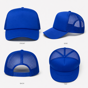 Custom Foam Front Trucker <b>Cap</b> 6-Panel Mesh Back Embroidery Adjustable Unisex Casual <b>Hat</b> Blue - Product Image 4