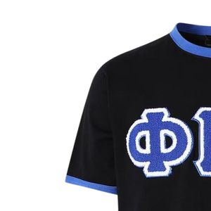 Chemise à col contrastant en chenille noire de qualité supérieure Phi Beta Sigma pour hommes, coupe confortable, vêtements de fraternité grecque de haute qualité, tenue décontractée - Product Image 5