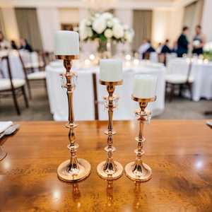 Metal Crystal <b>Candle</b> Stand Set – Rose Gold Pillar <b>Candle</b> Holders for Weddings - Product Image 4