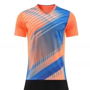 Camiseta de Tenis con Cuello en V para Hombre, Manga Corta, Color Degradado, Absorbe la Humedad, Poliéster, Ajuste Atlético, Ropa Deportiva de Verano - Product Image 1