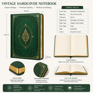 Carnet A5 en cuir PU à couverture rigide, <span class=keywords><strong>journal</strong></span> vintage, agenda, avec dorure à chaud et bordure dorée, carnet d'écriture de bureau, fournisseur OEM - Product Image 3