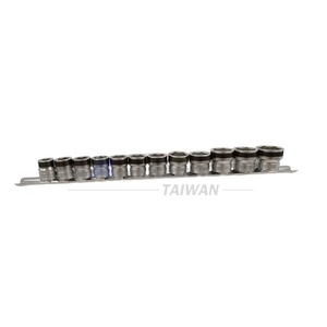 TAIWAN CALIBRE 12pc 3/8" Dr. 6pt Storage Rail Extra Shallow Metric <b>Socket</b> Set with Internal Magnets - Product Image 1