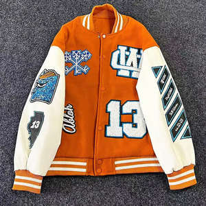 Chaqueta Varsity de Lana con Bordado de Grafiti Urbano para Hombre, Resistente al Viento, con Detalles en Piel de Vaca - Product Image 3